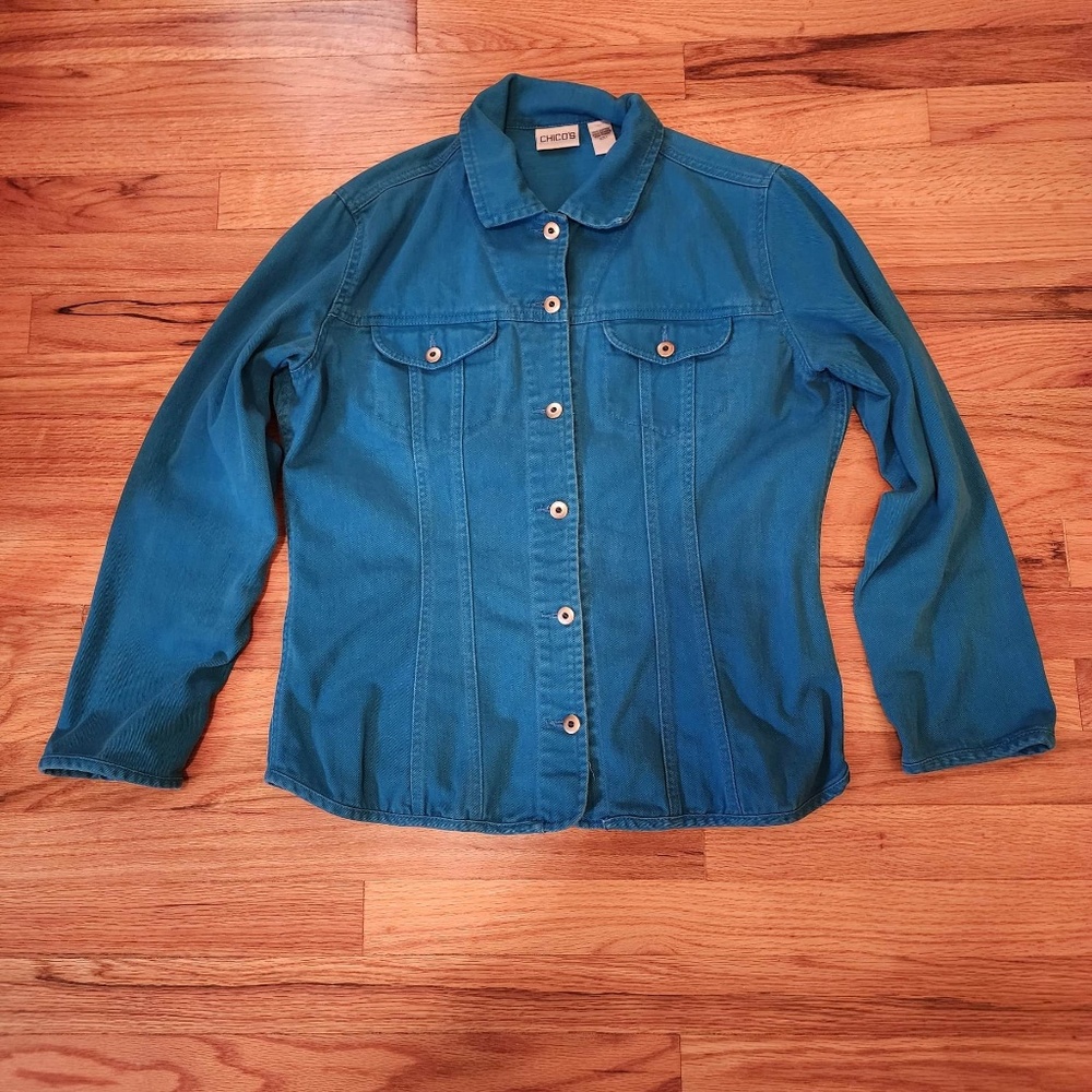Chico's Blue Lightweight Jean Jacket 1 (Chicos sizing)